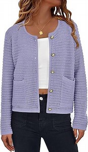 PRETTYGARDEN Women's Knit Cardigan Sweaters Fall Fashion Long Sleeve Open Front Button Down Trendy Casual Sweater Jacket - Walmart.com