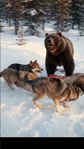 Grizzly Bear vs 15 Wolves: The Shocking Meal Theft#animalrescue #animalrescue #wildliferescue