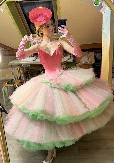 My finished Glinda Thank Goodness dress from @Wicked: For Good 🤩💖💚 #glinda #wicked #cosplay #costume #sewing