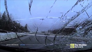 On the way home from an appointment this couple got a good scare as a transport truck was merging onto the highway close to the Moncton airport. | The Weather Network