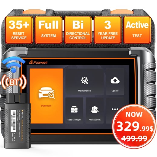 Foxwell NT809BT Bluetooth OBD2 Scanner Automotive Bidirectional Diagnostic Tool All System Active Test 30 Reset Services Car Code Reader Wireless Automobile Scan