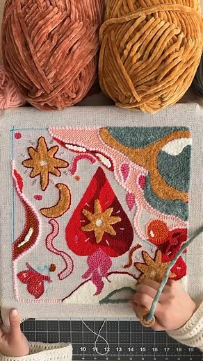 The velvety texture of this chenille yarn 😍 Should Adeline from Etsy shop ByAdeline turn this piece into a rug that nobody's allowed to walk on or a wall hanging that nobody can walk on?😆 https://etsy.me/42zAgiO | Etsy