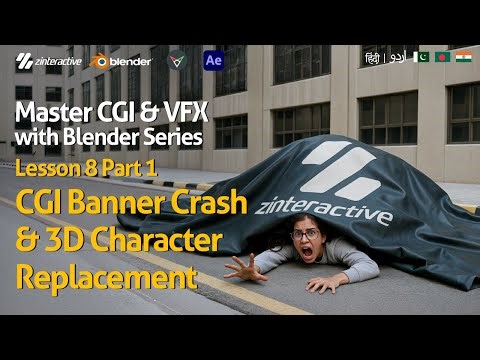 CGI Banner Crash & 3D Character Replacement | Lesson 8 Part 1 | CGI & VFX with Blender (Urdu/Hindi)