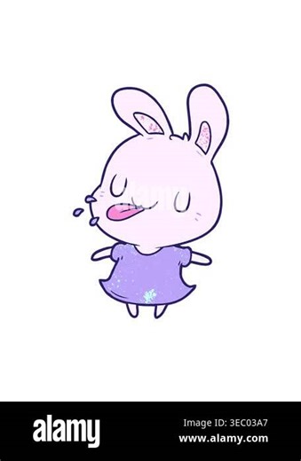 vibrating motion animation of cute cartoon rabbit blowing raspberry Stock Video Footage - Alamy