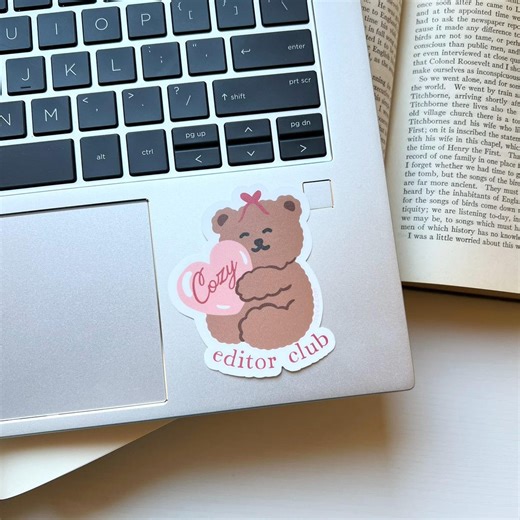 Cozy Editor Club Bear Sticker for Editors (winter Collection) - Etsy
