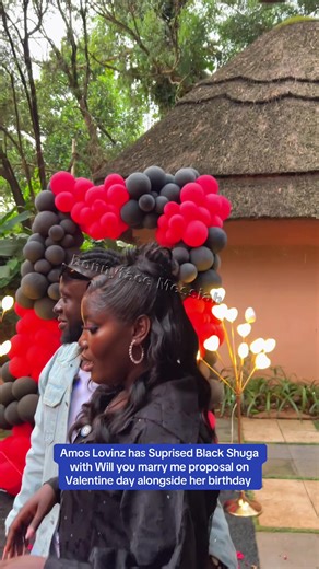 Amos Lovinz has Suprised Black Shuga with Will you marry me proposal on Valentine day alongside her birthday #bonnyfacemessiah #blackshuga #blackshugaproposal