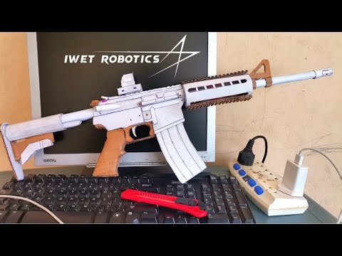Cardboard M4 carbine rifle,homemade M4-A1 gun out of cardboard that functions