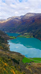 Panoramic views from Olden 🤍 Mountains, glaciers, and the turquoise waters of Oldevatnet come together in a landscape that feels almost unreal. A quiet moment in the middle of something truly spectacular 🇳🇴 | Spectacular Norway