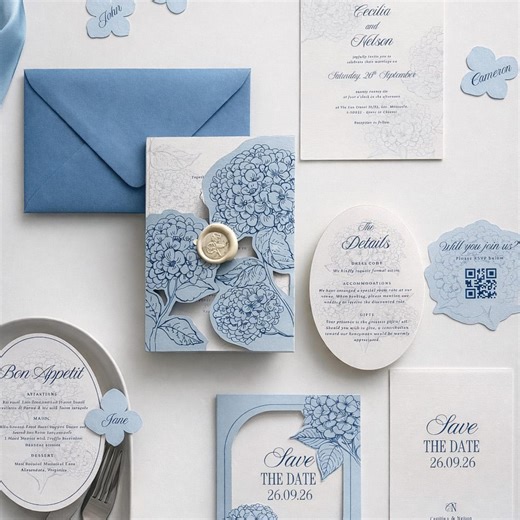 Hydrangea Wedding Invitation & Jacket Template | Cricut Print Then Cut | Editable Canva Invitation Suite   Bonus - Etsy