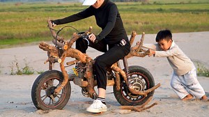 346K views · 1.9K reactions | She Transforms Dry Branches into an Electric Motorcycle #ndwoodart #homemade | ND - Woodworking Art | Facebook