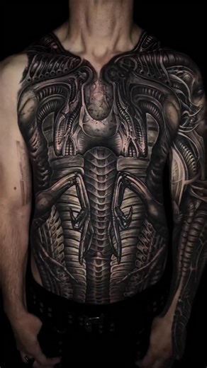 Sullen Art Collective on Instagram: "“Like it or not, we are all insectoid aliens burrowing within our urbaniod bodies.” —H.R. Giger . Progress by @jeremiahbarba 🙌 while guest spotting at @outerlimitstattoo On Collector- @afterimage22 ."