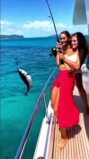 Fishing Action on a Luxury Yacht Tuna vs Shark