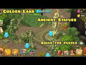 Island Hoppers Jungle Farm game/Lvl 20 /Chapter 1/Golden Lake/Ancient Statues/Solve the puzzle