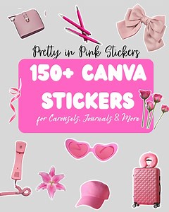 Pretty in Pink Digital Stickers | 150+ Aesthetic Pink Sticker Pack for Planners, Journals, Carousels & Canva Creations - Etsy