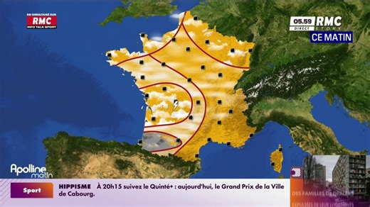 Aujourd'hui, la météo en France présente des contrastes marqués: orages à l'ouest et soleil à l'est