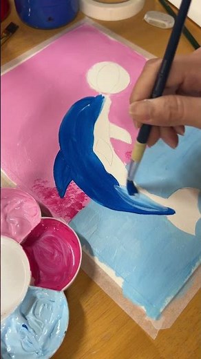 Easy Dolphin Acrylic Painting for Kids | Fun & Creative Art Idea