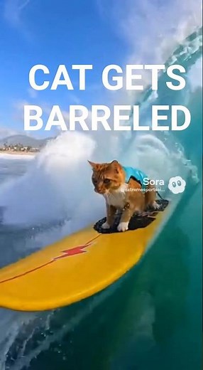 Cat on a Surfboard Gets Barreled at Perfect Wave (Part 1) 🐱🌊