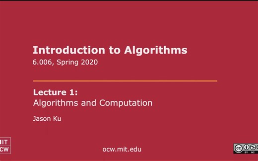 麻省理工公开课 算法导论 MIT 6.006 Introduction to Algorithms, Spring 2020