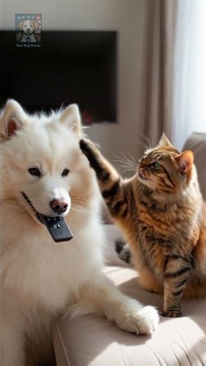 Angry Cat Slaps Dog for TV Remote 😂🐱🐶 Funniest Pet Fight Ever #shorts