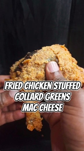 Kenneth mincey on Instagram: "Fried Chicken Stuffed Collard Greens and Mac Cheese smash or crashout? #shorts #food #friedchicken #recipe"