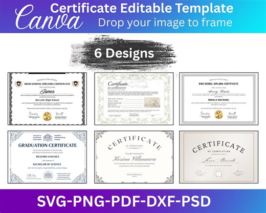 Editable Diploma Certificate Template | School, College & University Degree Certificate - Etsy