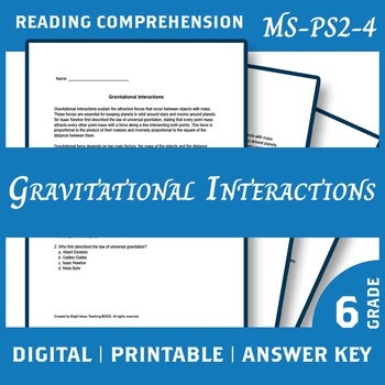 MS-PS2-4 Gravitational Interactions Quiz | Printable   Google Form NGSS Assessme