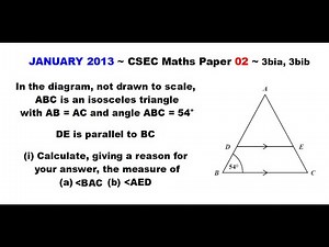 Paper2-CSEC-MATHS-163 ~ Triangles & Angles ~ January 2013 Number 3bi