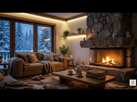 🔥 Cozy Fireplace & ❄️ Snowy Cabin Ambience ~ Calm Winter Vibes for Focus, Study, Relax & Sleep
