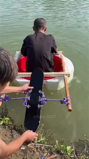 No Ride To School So He Made A Boat From Trash! 😳♻️ | boat