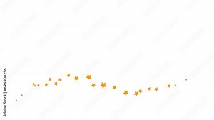 Animated orange stars fly from left to right. A wave of flying stars. Vector illustration isolated on the white background.