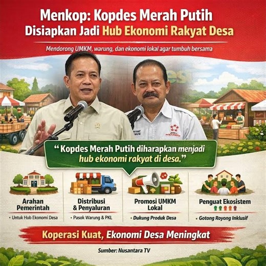 Program Koperasi Merah Putih (KMP) didorong pemerintah untuk memperkuat ekonomi desa.