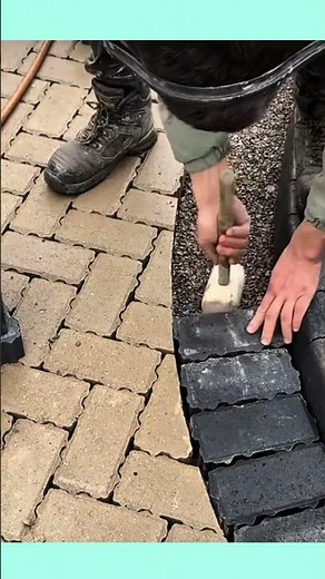 Perfect paving block Iistallation: aligning patterns & leveling #contructions #pavingblock #short