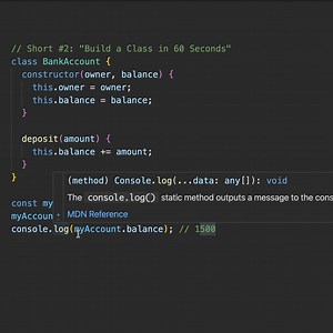Learn to build a JavaScript class in just 60 seconds! ⚡ Step-by-step tutorial: 1️⃣ Use the class keyword 2️⃣ Add a constructor for properties 3️⃣ Create methods 4️⃣ Make an instance with 'new' In this example, we build a BankAccount class with deposit functionality. Perfect for beginners learning OOP in JavaScript! 🔥 Save this for later when you need it! Comment "CLASS" and I'll send you the complete ES6 tutorial! 👇 #javascript #programming #coding #learntocode #webdevelopment #javascripttutor