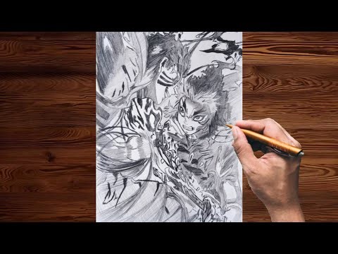 Drawing Rengoku vs Akaza | Full Tutorial | Demon Slayer – Step by Step Drawing