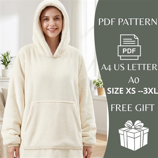 Oversized Hoodie Sewing Pattern – Beginner Friendly, Cozy Wearable Blanket (PDF Pattern) - Etsy