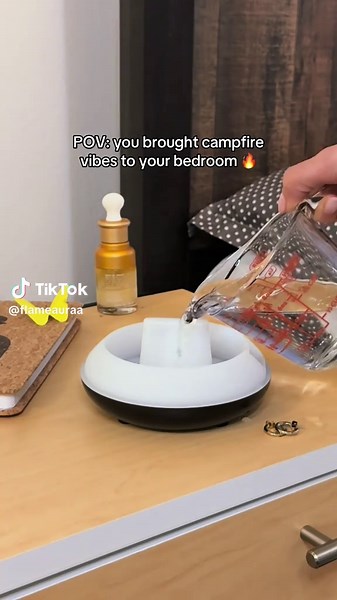 LINK IN BI0 👀 (@flameauraa) - Is this the definition of cozy or am I just obsessed? #flamehumidifier #roomdecor #cozyvibes #relax #humidifier his minimalist flame diffuser humidifier brings cozy campfire vibes to any space. Perfect for night routines, bedroom decor, and creating your little escape