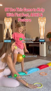 Did you know? When kids squeeze a ball between their knees, they activate deep core and hip stabilizers — the same ones that prevent W-sitting, flat feet, and poor posture later on. 🧠 Add in balance eye-hand coordination like this, and you’re not just “playing” — you’re building neuromuscular pathways for better focus, body control, and confidence. ✨ Save this game if your child: ✔️ W-sits ✔️ Has flat feet or knock knees ✔️ Struggles with coordination ✔️ Has trouble focusing or fidgets a lot 👣