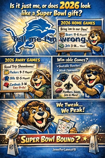 “Alright Lions fam 🦁 The 2026 lineup is telling a STORY. With the right tweaks from Brad & Dan… This feels like Super Bowl territory. Talk to me — what’s your read? 💬👇 | Jennifer Lane