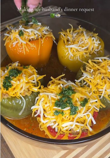 Easy Stuffed Bell Peppers Recipe with Ground Beef & Rice