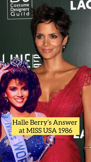 Halle Berry’s final answer at Miss USA 1986 remains one of the most memorable moments in US pageant history. Representing Ohio, she impressed the judges earning her the title of first runner-up. Later that year, Halle represented the USA at Miss World 1986, where she made it to the Top 7. Following her success in pageants, Halle transitioned to acting and became the first African-American woman to win the Academy Award for Best Actress for her role in Monster’s Ball. #halleberry #MissUSA1986 | T