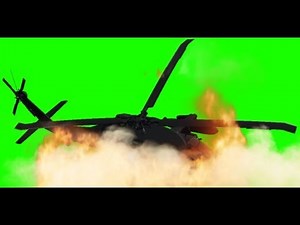 Helicopter Crash with sound - free green screen - free use