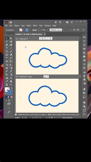 Beginner vs pro How to create perfect cloud in adobe illustrator 2027 #shorts