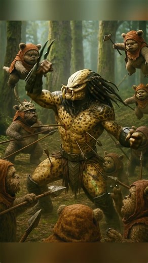 The predator got stabbed by alien bears🐻#ai #wildanimals #predator #thepredator #aigenerated