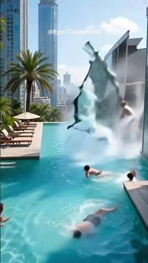 Building Above Pool Collapses — Swimmers Caught Off Guard! 😱💦