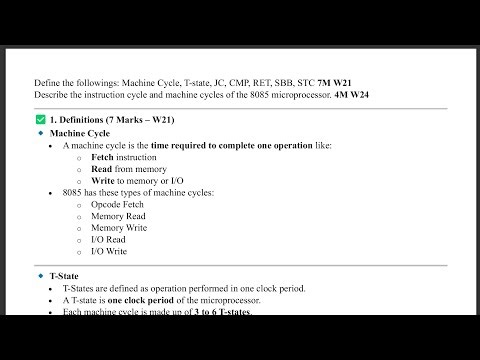 3.4 - Machine Cycle, Instruction Cycle, T-States, De-multiplexing - MPI