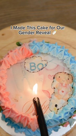 Is it a #BOY or a #GIRL ? 🤭 Made a #cake for our mini #GenderReveal here at home 🫶🏼🎂 #BurnAwayCake #GenderRevealCake | Yasmien Kurdi