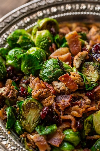 Candied Pecan Bacon Brussels Sprouts [+ Video]