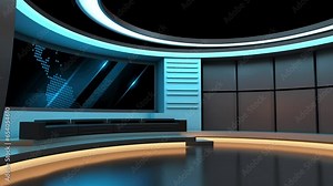 Tv studio. News room. Studio Background. Newsroom bakground. Backdrop for any green screen or chroma key video production. Loop. 3D rendering.