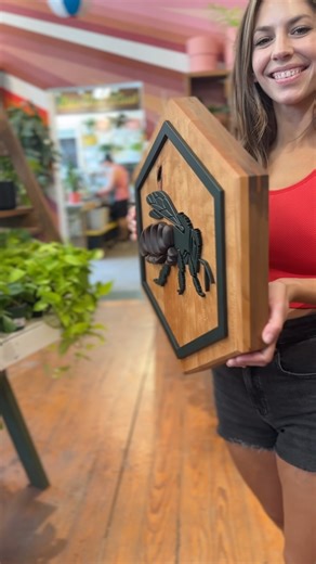 Handmade Wood Art | Custom Logo Signs | A bumble bee with a bubble butt 🐝 process video. One of my favorite signs in the shop! I added some extra dimension from my first version,... | Instagram