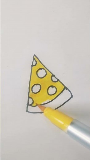 "🍕 Easy Pizza Drawing and Coloring | Simple Pizza Art for Kids l how to draw pizza. #pizzadrawing